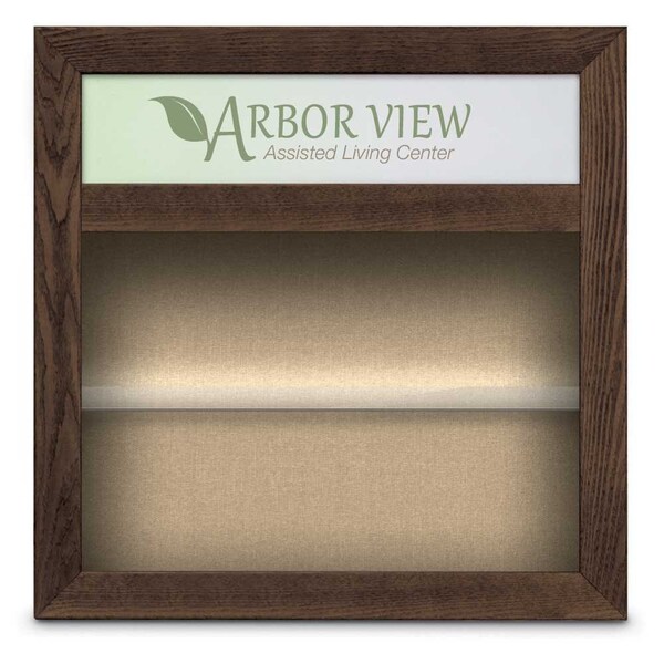 Outdoor Enclosed Combo Board, 42"x32", Bronze Frame/Grey & Surf